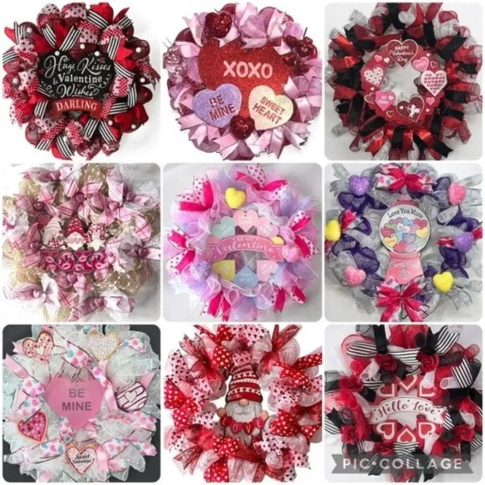 Made to order ‼️Beautiful Valentine’s Day wreath hand made deco mesh wreath